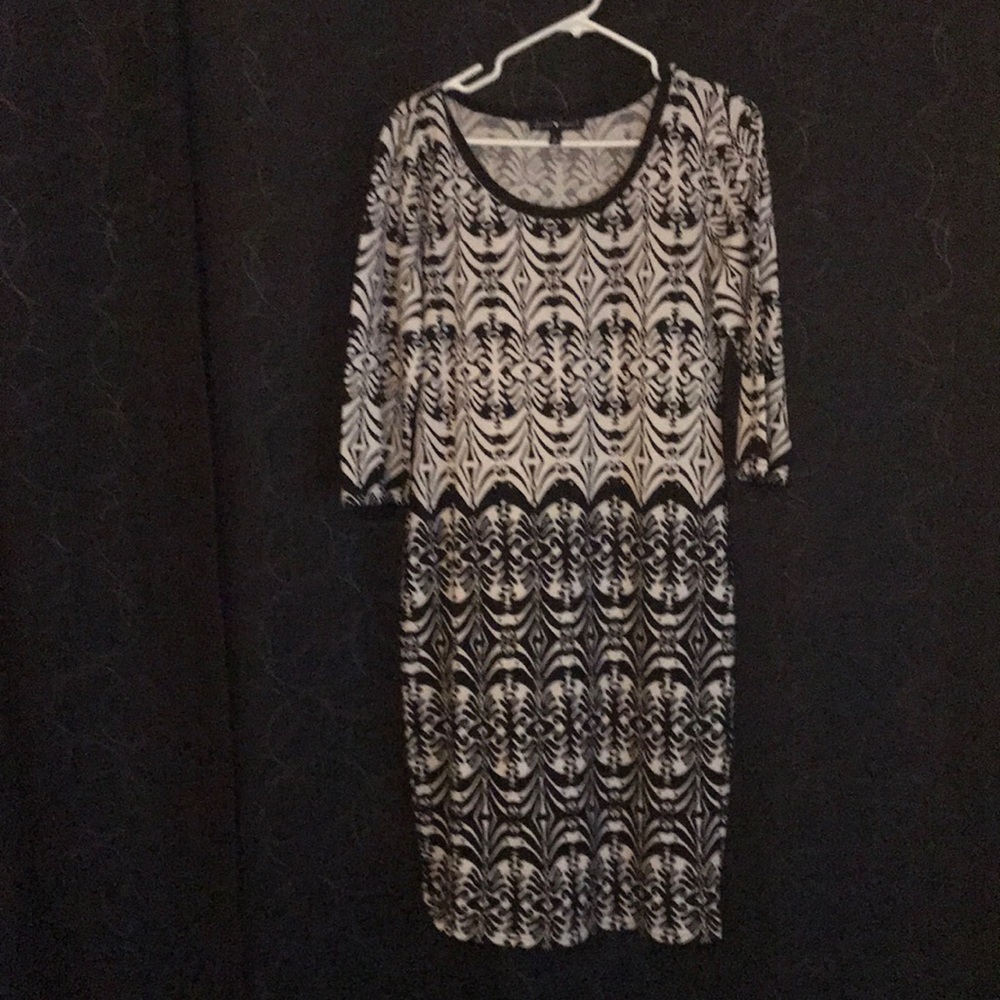 Black and white knee length dress
